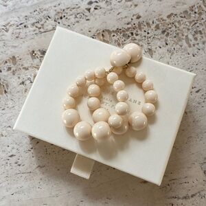 Sezane Elegant Cream Beaded Bracelet Set